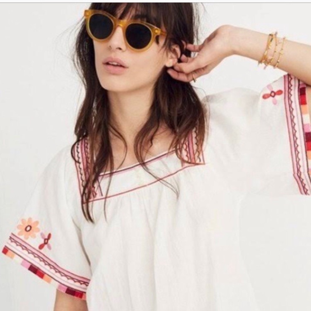 Madewell Embroidered Sandblossom Top Size Small